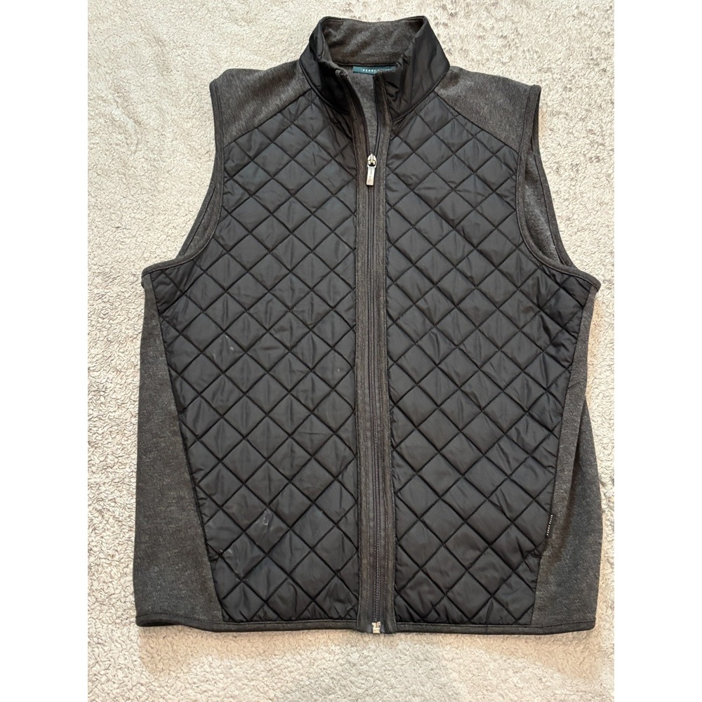 Perry Ellis Quilted Knit Sweater Vest Jacket Mens Small Black Full Zip Gorpcore